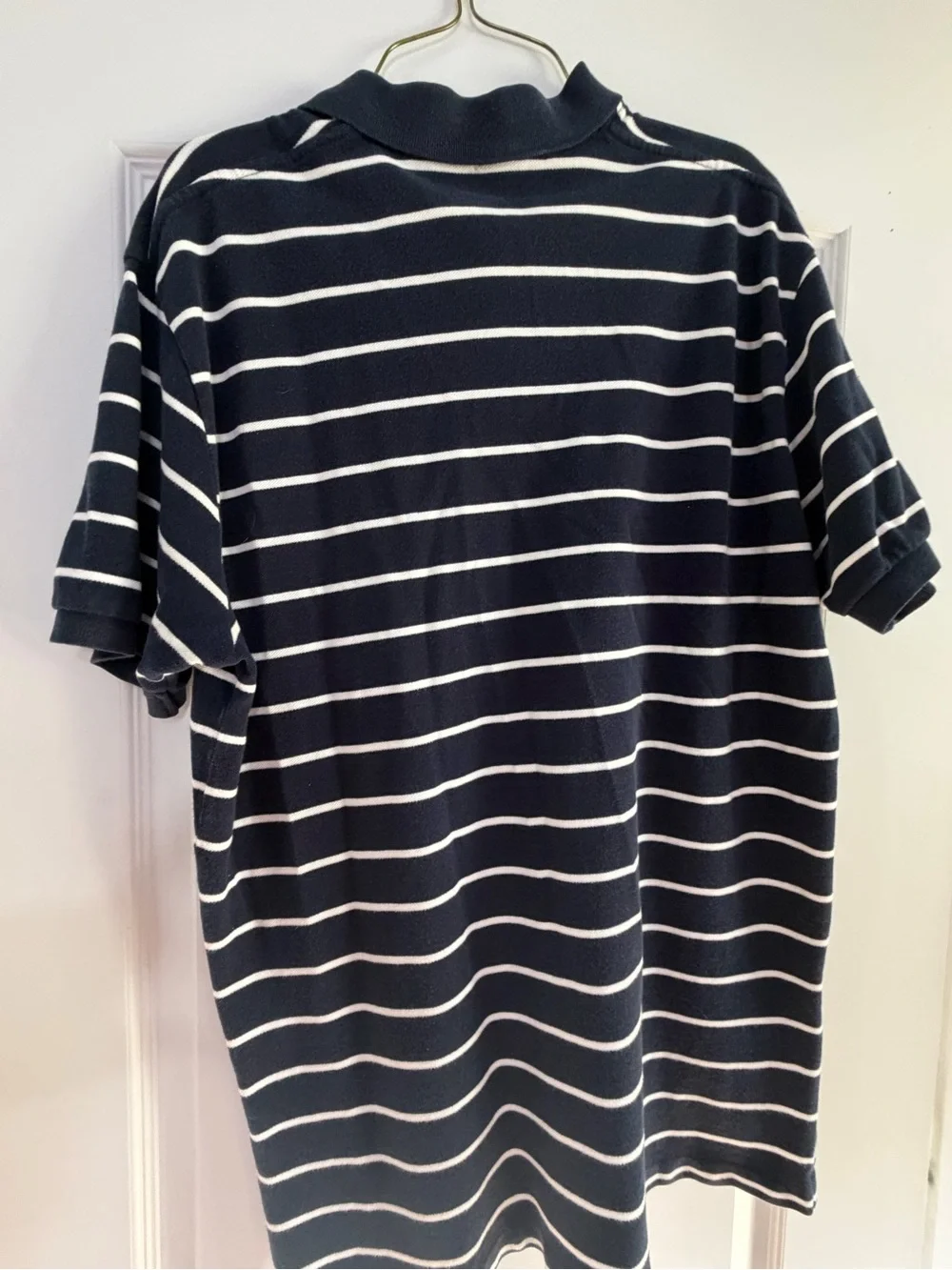 Ralph Lauren Navy Polo with White Stripes and Red Logo